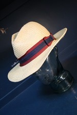 Vtg Genuine Panama natural straw fedora summer hat revival XL