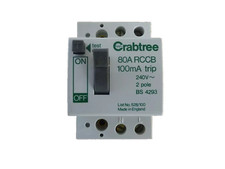 Crabtree 80A 100MA RCD RCCB