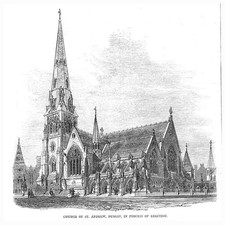 IRELAND The Church of St Andrew at Dublin - Antique Print 1862