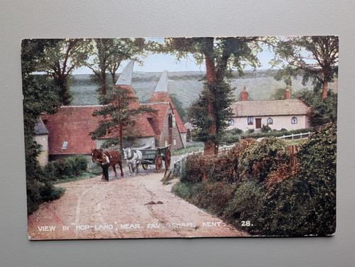 Old postcard horse cart - postcard,