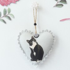 Black White Cat Decorative Fabric Hanging Door Heart Animal Novelty Handmade uk
