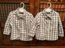 2 x Kids' Grey & White Check Osh Kosh Shirts - Twins - 18 Months - Used Once!