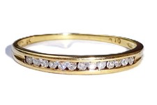 9ct Gold & 0.10ct Diamond Pave Set Half Eternity Ring, Size O