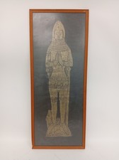 Large 41"x16" Brass Rubbing Cathedral Knight  - Vintage 1987 Framed Art Print