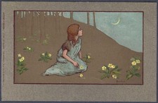 Girl seated amongst primroses