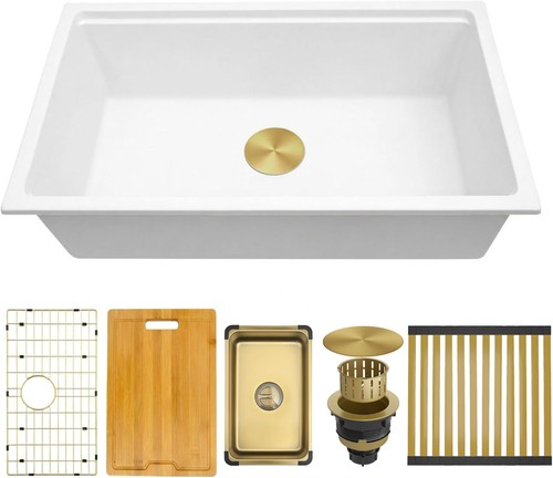 White undermount kitchen sink - white,