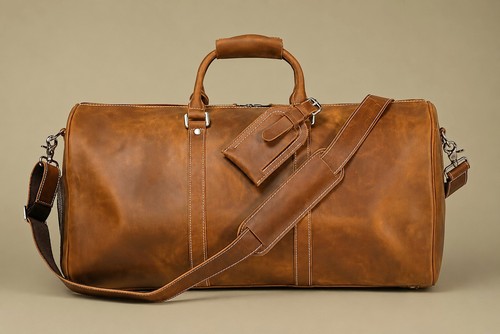 Mens leather travel duffel - leather,
