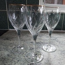 Set of 3 Cristal D'arque Eternelle Gold Rim Wine Glasses