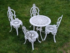 White Painted Cast Aluminium Garden Table with 4 Chairs