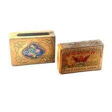 Cloisonne Matchbox Holder with Vulcan Safety Matches Vintage Matchbox box