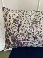 Star By Julien Macdonald Leopard Print Sequin Cushion White & Magenta Tones