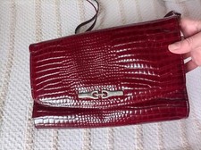 Lotus Burgundy Leather Animal Print Mid Size Purse/Clotch/ Evening Bag, Great...