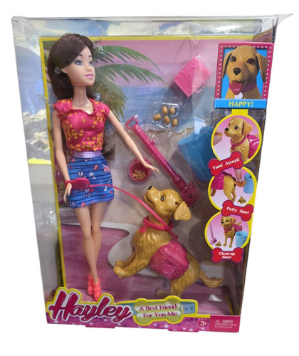 Doll walking with dog - doll,