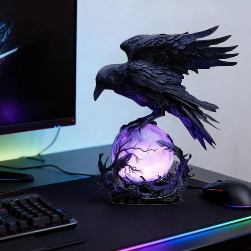 Gothic raven table - table, lamp