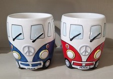 2x VW Campervan Mugs, 1x Red & 1x Blue, Brand New
