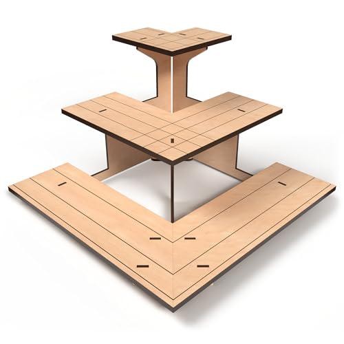 Corner natural wooden tiered - corner,