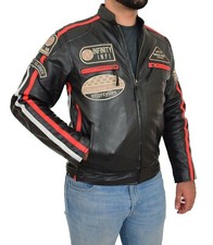 Mens Black Leather Biker