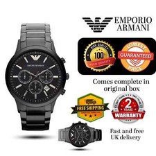 EMPORIO ARMANI AR2453 STAINLESS STEEL BLACK DIAL CHRONOGRAPH MEN'S GENUINE WATCH