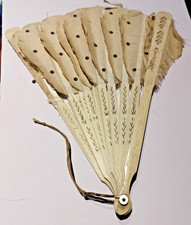 Antique Victorian Raw Silk & Bone Chinese Fan Restoration Project Rare Item