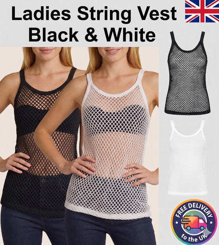 Ladies fishnet string vest - ladies,