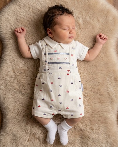 Baby boy dungaree top smocked - top,