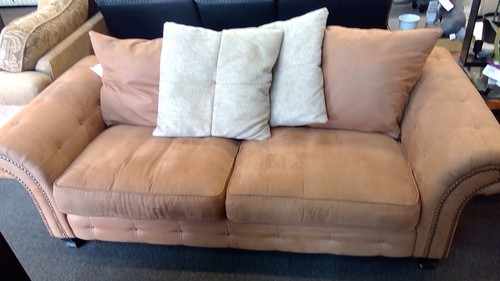 Brown suede dfs - seater, sofa-