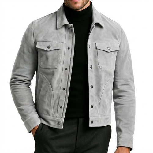 Light grey suede leather - light,