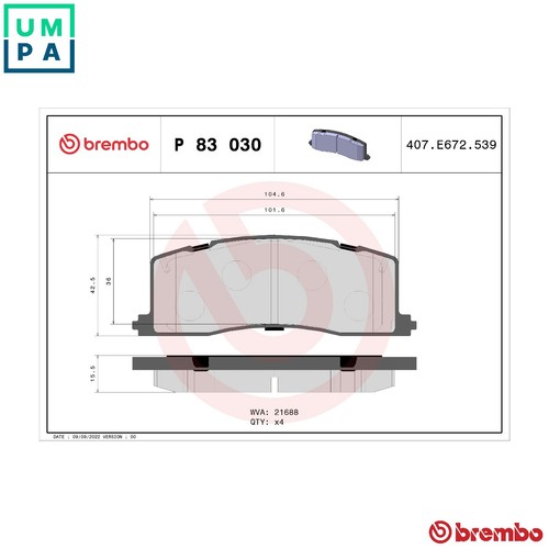 Brake pad set disc - disc, 83