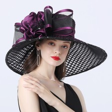  Women Wide Brim Organza Hat