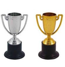 Pack of 12 Gold & Silver Mini 10cm Trophies Trophy Cups Sports Day Awards Prizes