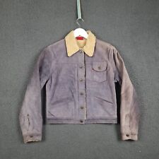 Levi's Jacket Womens M Medium Purple Suede Leather Trucker Sherpa Fleece Lined
