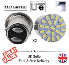 2x Bright White 12v BAY15D Light Bulb 22 Bright SMD LED Motorhome Boat Caravan