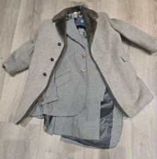 Vintage 70s PSYCHEDELIC  BOUCLE' Cream Brown Boy Man Suit 3 Piece Coat Jacket Pa