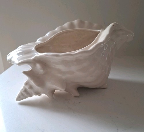 Vintage ceramic conch shell - ceramic,