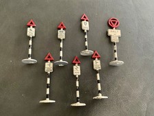Collection of seven 1960s early Dinky Road Signs for Hornby Railway Train Layout