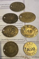 Railwayana brass pay checks …GCR , LMSR ,LNER , GNR , Genuine items 7 pay checks