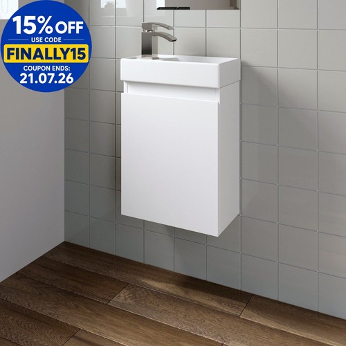 Gloss white wall hung 400mm - white,