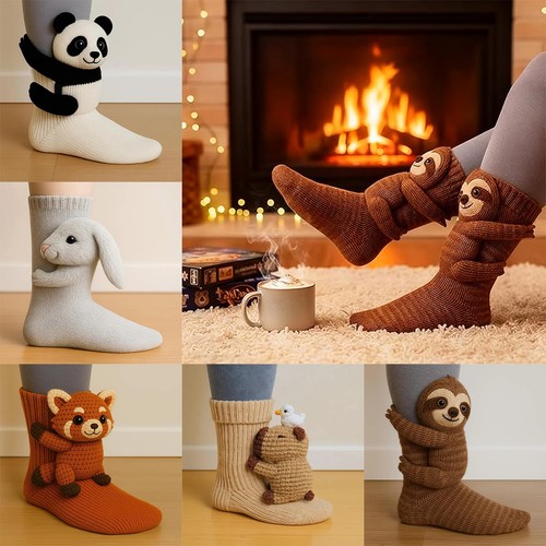 Cute animal hug socks - 3d, –