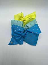 Bundle of Three Large Blue, Turquoise and Yellow 7 Inch Jojo Siwa Bows 