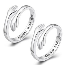 925 Silver Hug Ring Birthday Gift For Girlfriend Boyfriend Husband Wife Her Him
