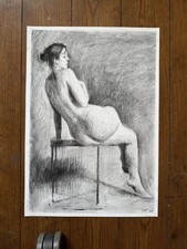 Original Charcoal Life Drawing – A3 Nude Study on Paper