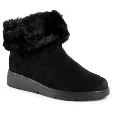Geox D Arlara J Suede Ankle Boots/Fur Trim - Black - UK 4/EU 37/US 7/240mm