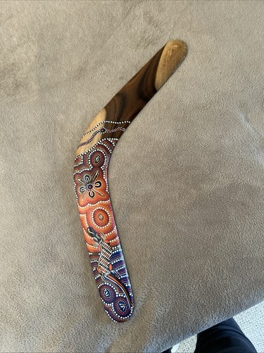 Hand painted wooden boomerang - hand,
