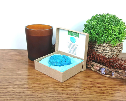 Turquoise aura geode crystal - geode,