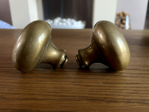 Antique round brass door knobs - round,