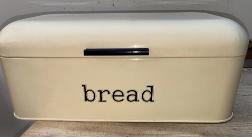 Retro cream enamel bread - bread, bin