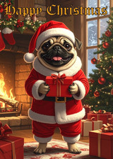 PUG CHRISTMAS CARD WITH A