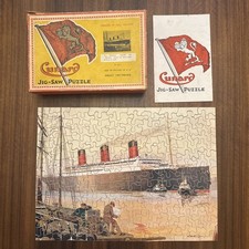 Cunard Berengaria 2166a Wooden Jigsaw Puzzle Chad Valley 1930s Rare with leaflet