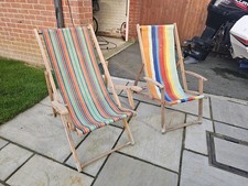 x2 Vintage Folding Deck Chairs