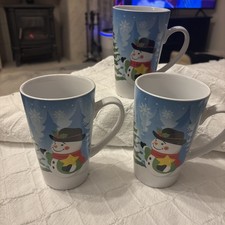 3 x Ringtons Large Snowman Hot Chocolate or  Latte Christmas Theme Mugs 